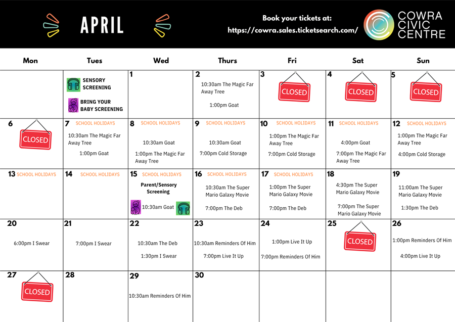 April What's on Calendar